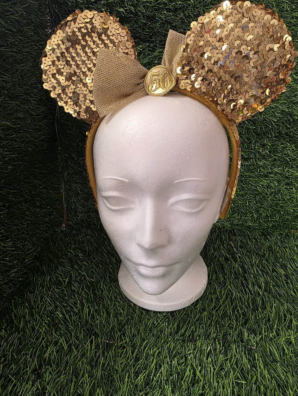 50th ANNIVERSARY DISNEY PARKS GOLDEN MICKEY MOUSE EARS HEADBAND